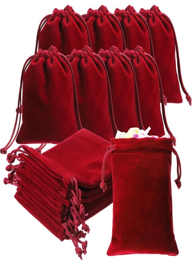 Tyqour 20PCS Claret Velvet Small Jewelry Bags Jewelry Pouch Small Gift Bags Drawstring Coin Pouch for Wedding Party Gift (3x4 Inches) - Image 1